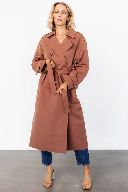 Elias Trench Coat | Warm Brown Classic Military Trench Coat