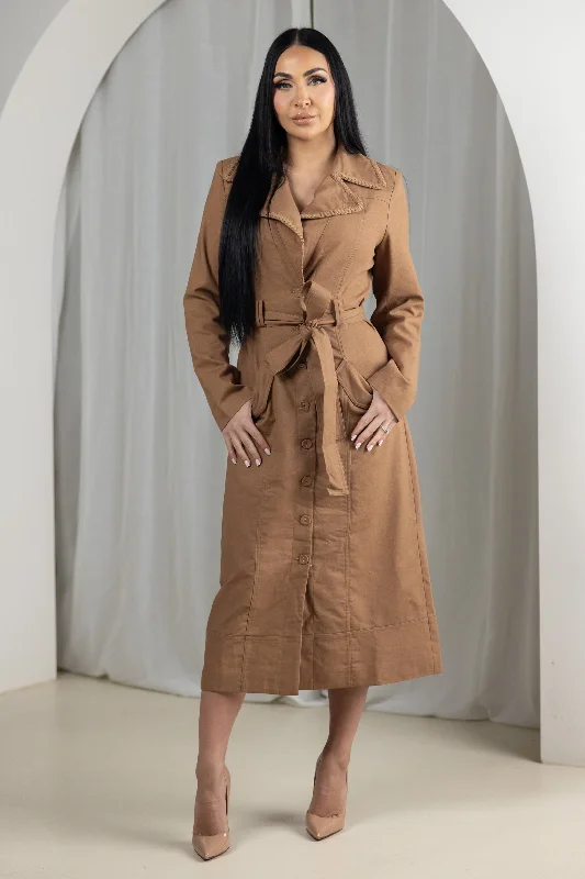 Eminent Rope Trench Fashionable Tartan Trench Coat