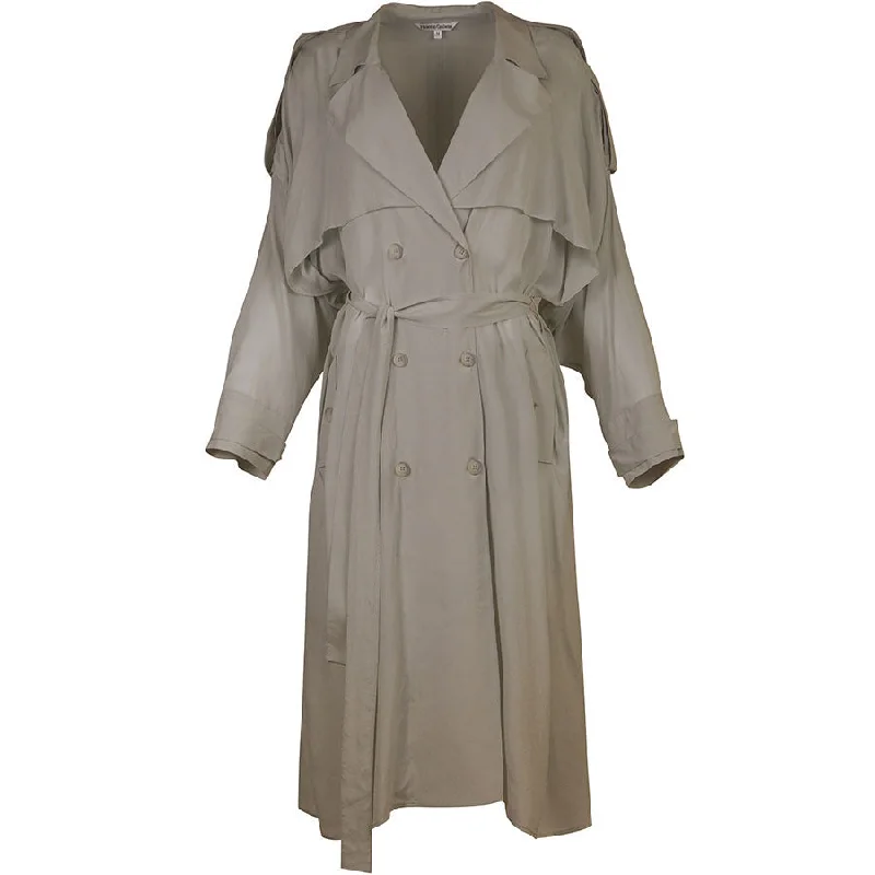 OLIVE TRENCH COAT "FELINE" Stylish Short Sleeve Trench