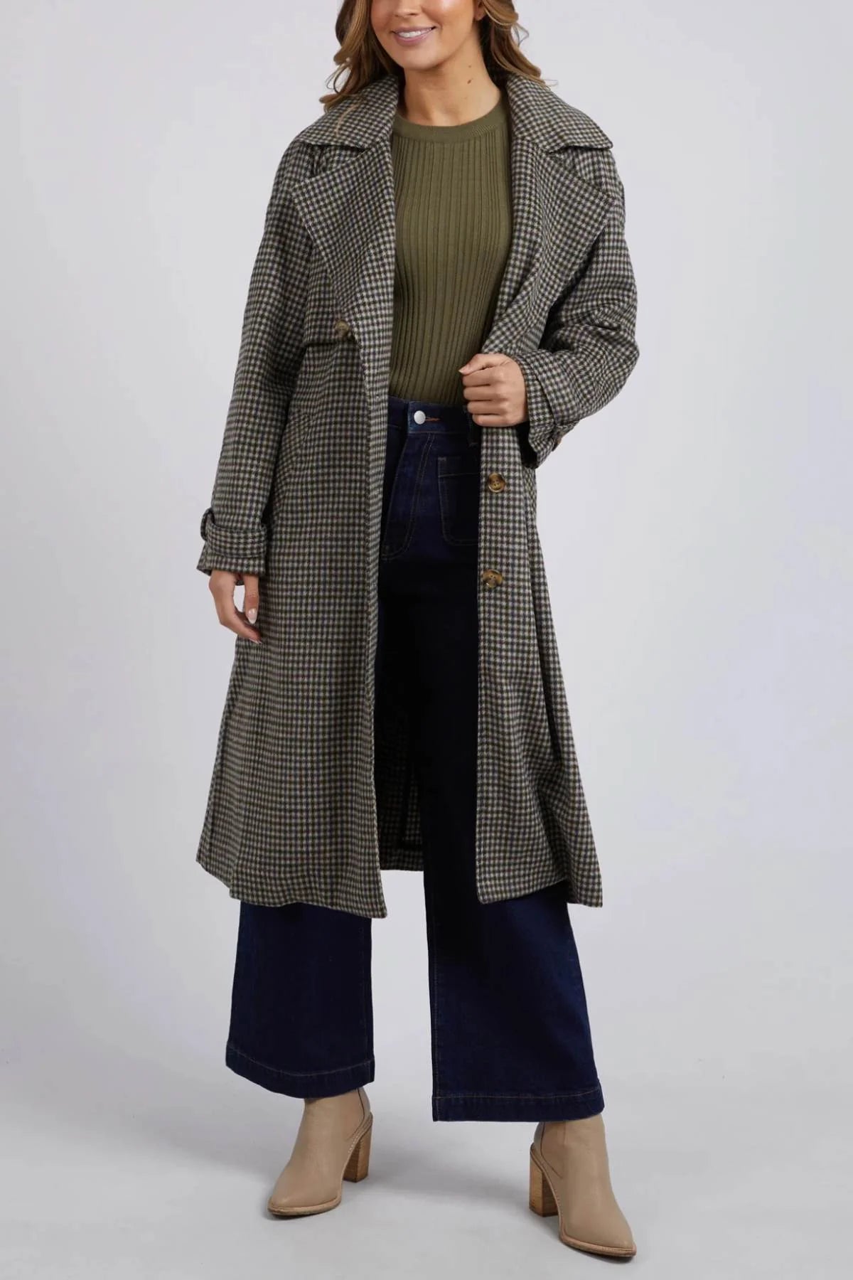 FOXWOOD BRODIE TRENCH CHECK Trendy Cotton Trench Coat