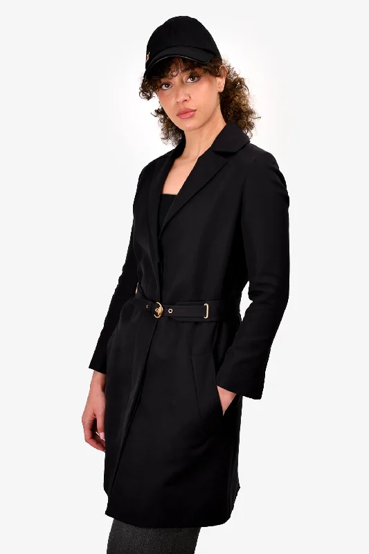 Gucci Black Cotton/Silk Slim Trench Size 40 Stylish Faux Leather Trench