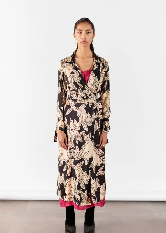 Hazel Trench Coat With Contrast Slip Dress Fashionable Wool Trench Coat