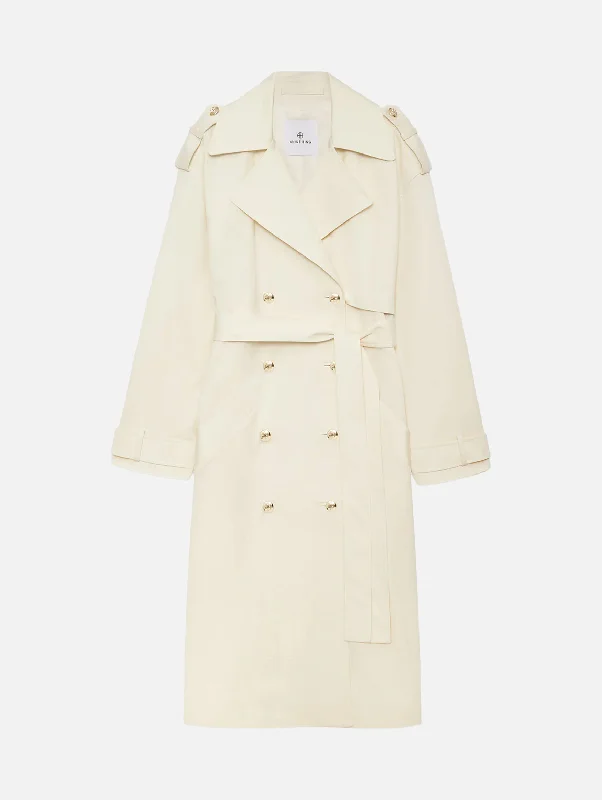 Layton Trench in Cream Sophisticated Long Trench Jacket