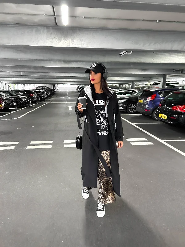 Mac To Basics - Black 2 in 1 Hoodie Trench Coat Trendy Wide-Cuff Trench Coat