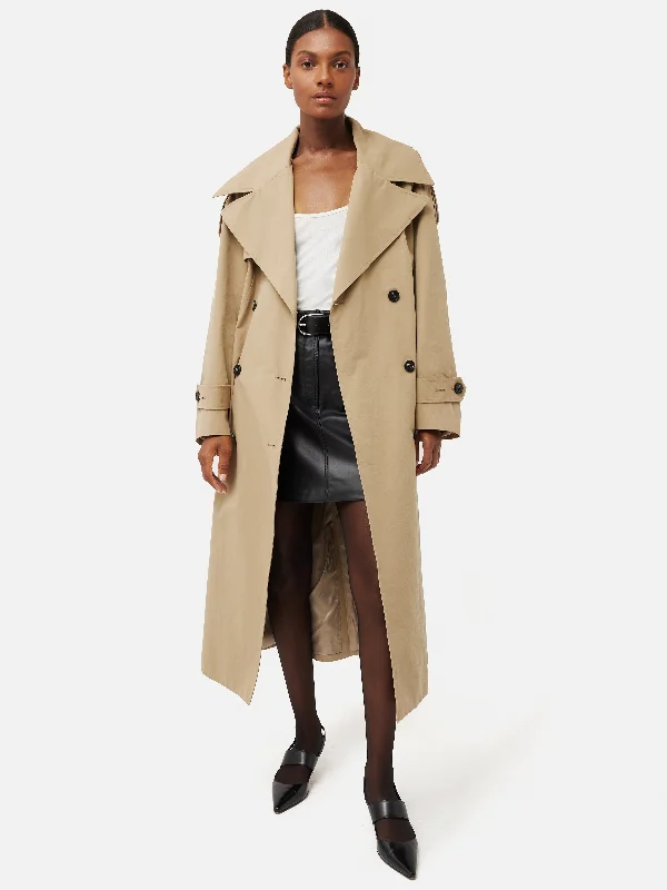 Nelson Cotton Trench Coat | Stone Cozy Winter Wool Trench