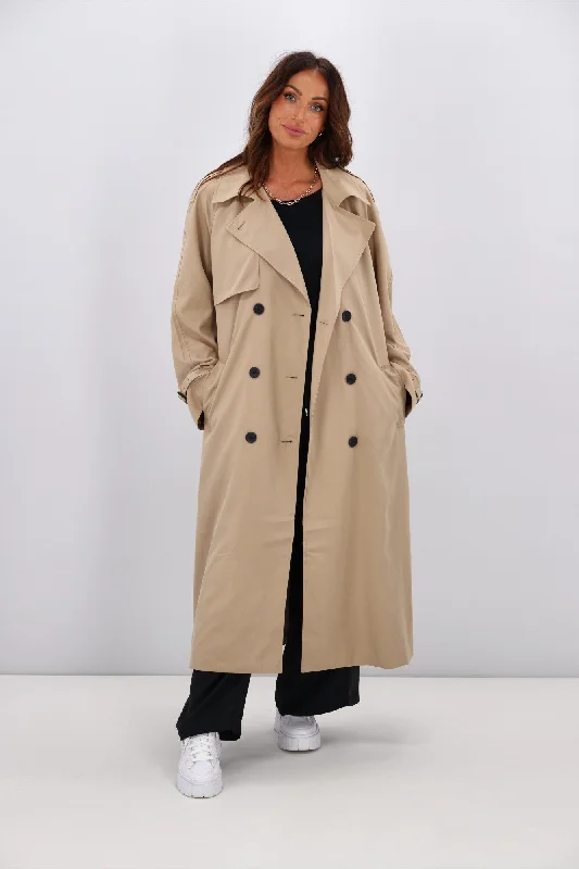 ONLY Chloe Trench Coat Tannin Trendy Wide-Collar Trench Coat