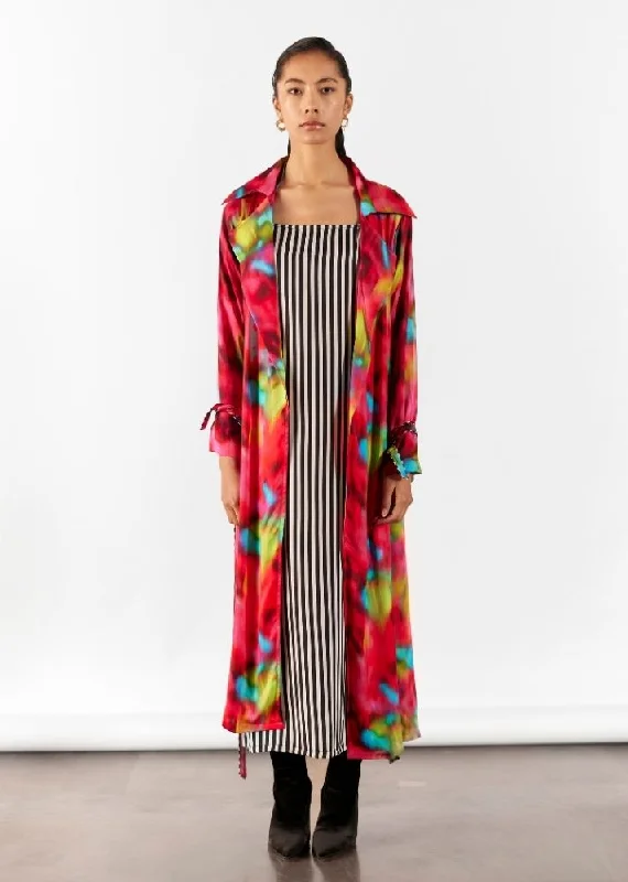 Poppy Trench Coat With Striped Slip Dress Elegant Belted Trench Coat