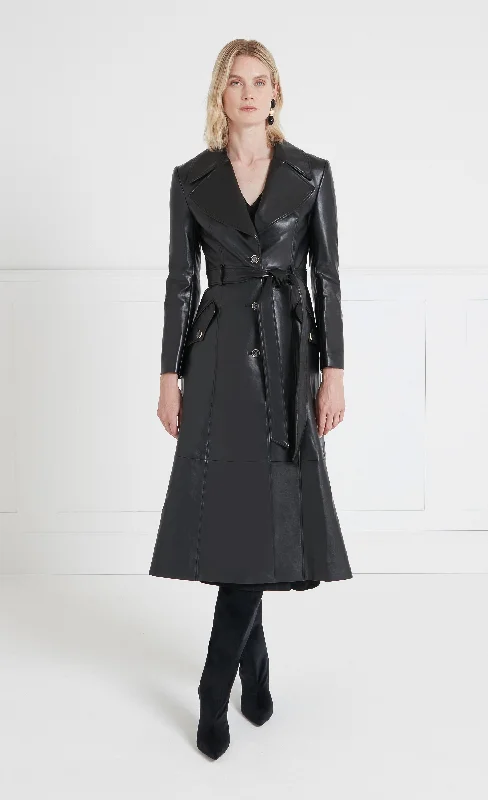Reynaldo Trench Coat - Black Fashionable Double-Breasted Wool Trench