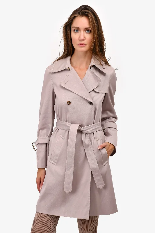 Salvatore Ferragamo Vintage Purple Belted Trench Coat Size 38 Comfortable Double-Breasted Trench