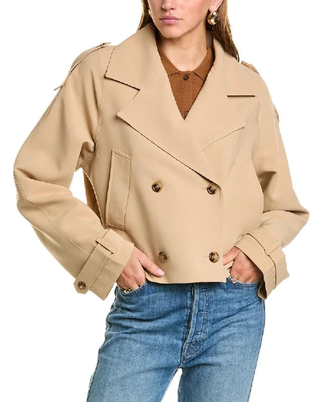 Sophie Rue Cropped Mini Trench Coat Sleek Black Double-Breasted Trench