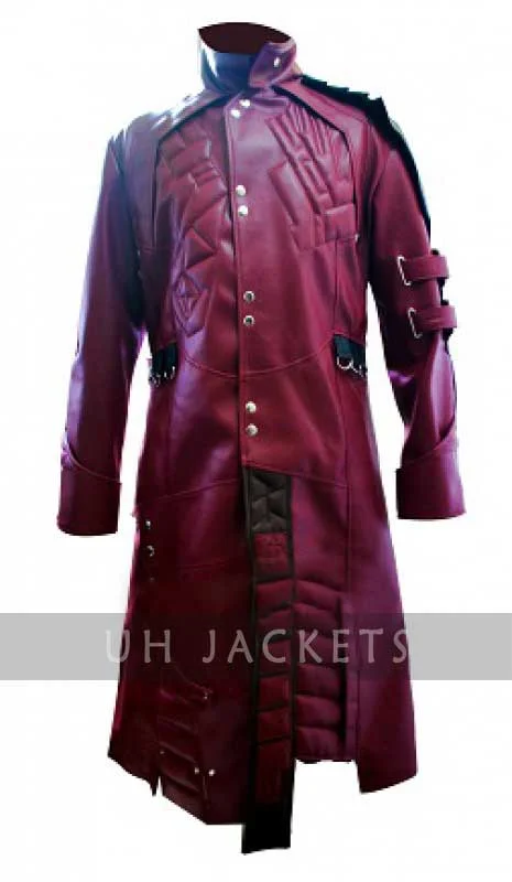 Guardians Of The Galaxy Red Leather Trench Coat Stylish Trench Coat with Pockets