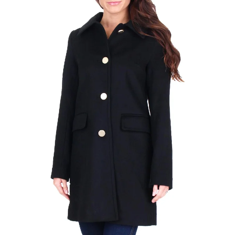 Tahari Sophia Women’s Wool Blend A-Line Button Up Coat Fleece Lined Windbreaker