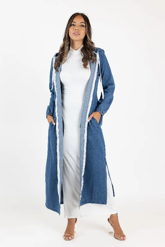 The Grand Denim Zip Trench Trendy Long Wool Trench
