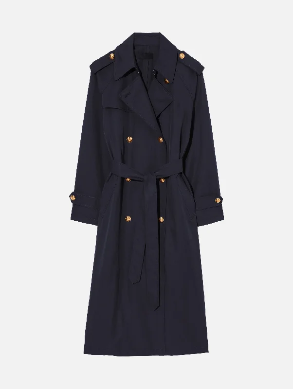 Toussaint Trench Coat in Dark Navy Comfortable Lightweight Trench Coat