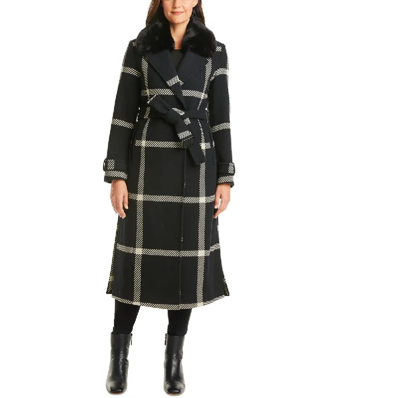 Vince Camuto Womens Wool Blend Long Wrap Coat