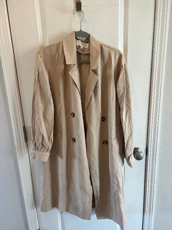 Sweet Lemon Trench Coat Light Weight Women’s Size Medium Tan Chic Sleeveless Wool Trench