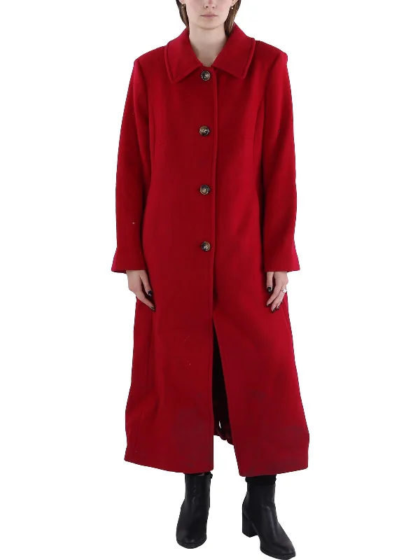 Womens Wool Blend Long Trench Coat Trendy Black Trench Coat