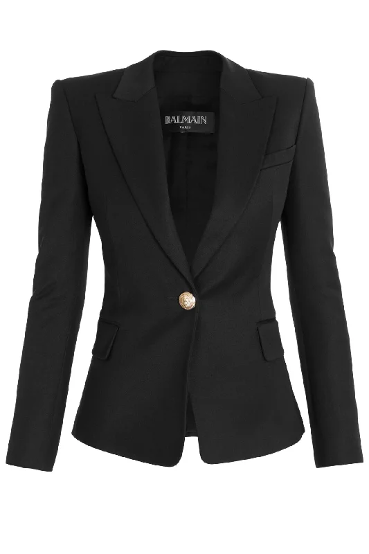 Balmain Single Button Wool Blazer - Black Women's Wedding Blazer