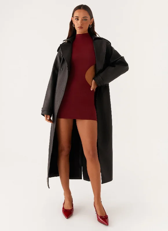 Cleveland Trench Coat - Black Fashionable Tartan Trench Coat