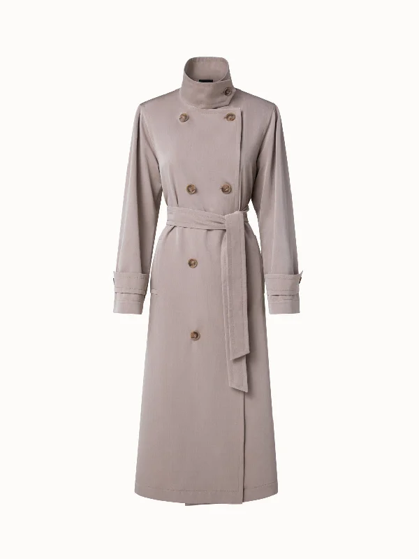 Cotton Silk Gabardine Trenchcoat Warm Wool Blend Trench