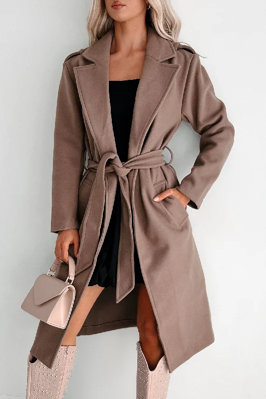 Crowley Belted Trench Coat (Cocoa) Elegant Trench Coat with Pockets