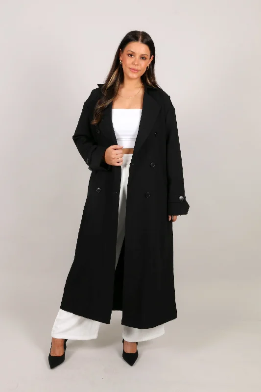 HENDRIX TRENCH COAT BLACK Soft Knit Trench Coat