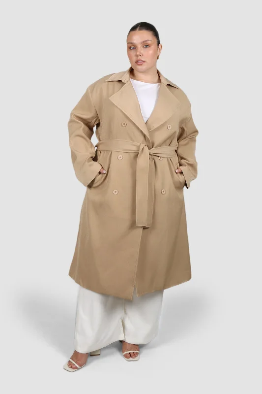 LENNOX TRENCH COFFEE Fashionable Long Wool Trench