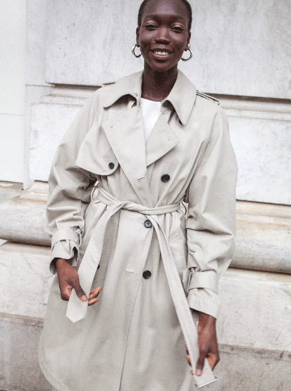 LONG YORK TRENCH COAT, KHAKI Comfortable Lightweight Trench Coat