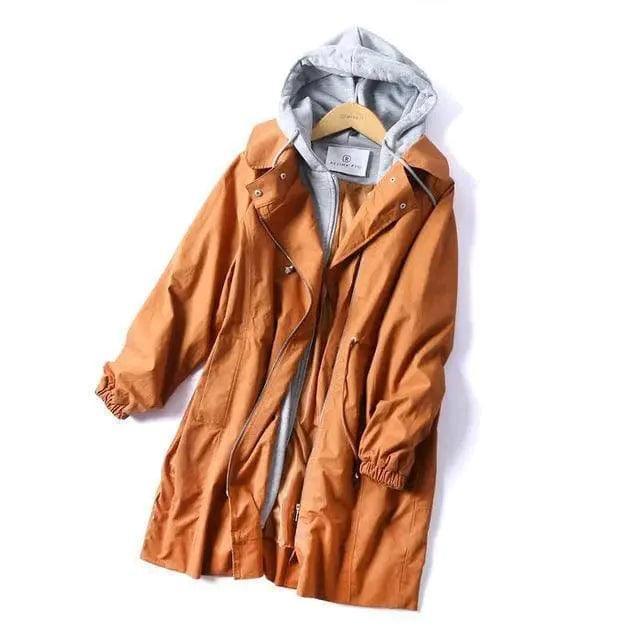 Safari Style Hooded Long Trench Coat Warm Long Sleeve Trench