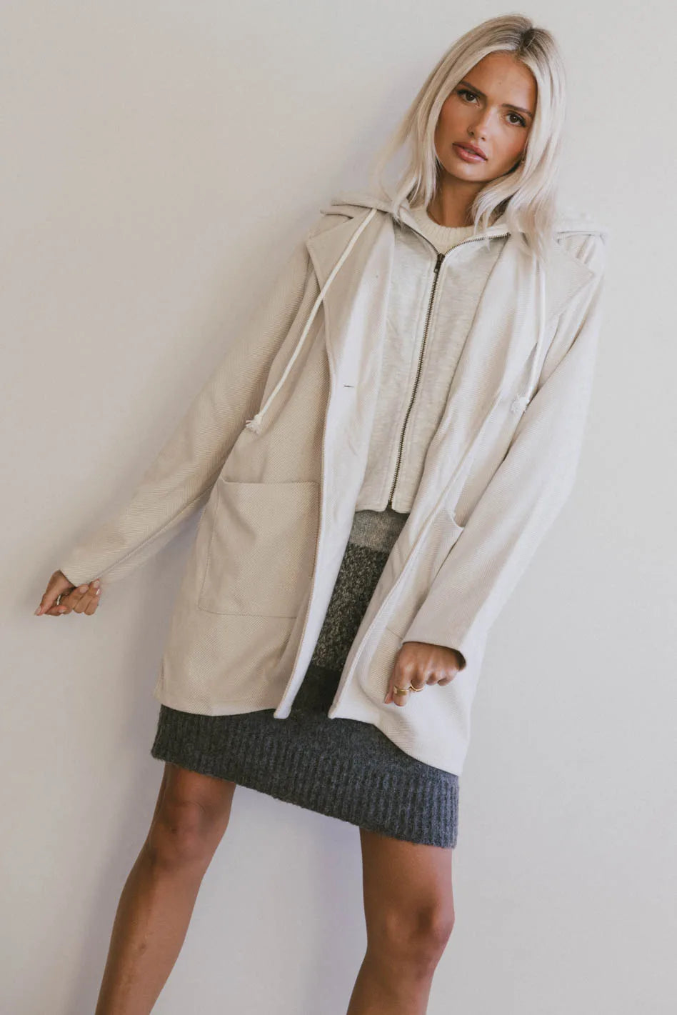 Neli Trench Coat Stylish Plaid Trench Design