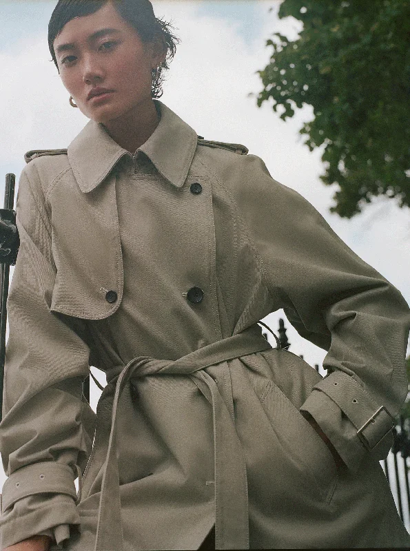 SHORT YORK TRENCH COAT, KHAKI Classic Khaki Trench Coat