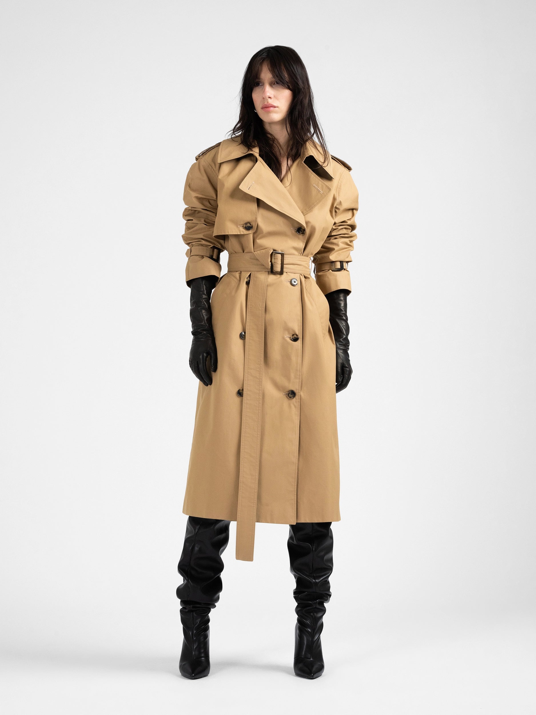 TELEKI waterproof cotton trench coat Trendy Hooded Belted Trench