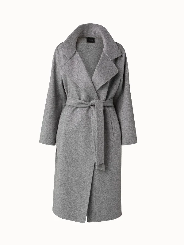 Cashmere Double-Face Melange Trench Coat Trendy Oversized Trench Coat