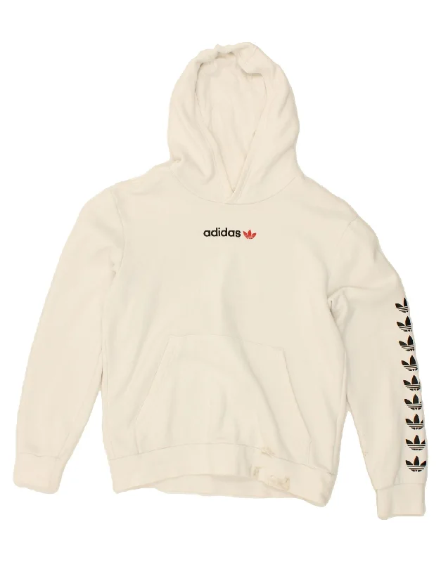 ADIDAS Boys Graphic Hoodie Jumper 13-14 Years White Cotton Hoodie with Ribbed Cuffs Snug Fit Comfort ADIDAS Boys Graphic Hoodie Jumper 13-14 Years White Cotton Hoodie with Ribbed Cuffs Snug Fit Comfort