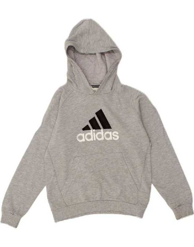 ADIDAS Boys Graphic Hoodie Jumper 9-10 Years Grey Cotton Hoodie with Contrast Stitching Detailed Premium ADIDAS Boys Graphic Hoodie Jumper 9-10 Years Grey Cotton Hoodie with Contrast Stitching Detailed Premium