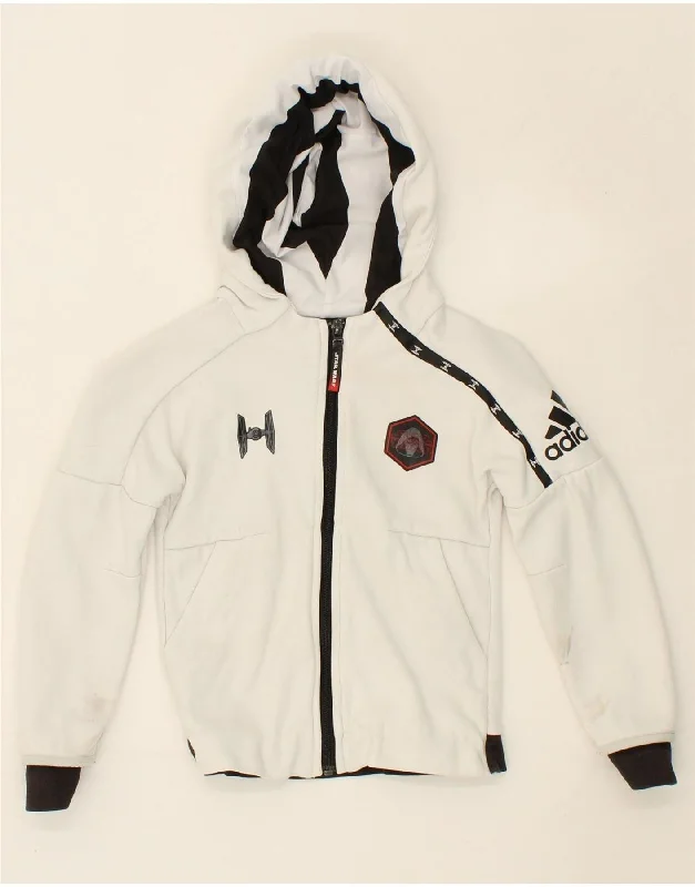 ADIDAS Boys Graphic Zip Hoodie Sweater 6-7 Years White Hoodie with Hood Adjustable Protection ADIDAS Boys Graphic Zip Hoodie Sweater 6-7 Years White Hoodie with Hood Adjustable Protection