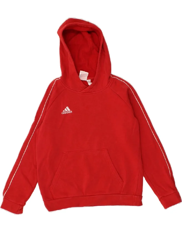 ADIDAS Boys Hoodie Jumper 11-12 Years Red Cotton Hoodie with Metallic Shiny Futuristic