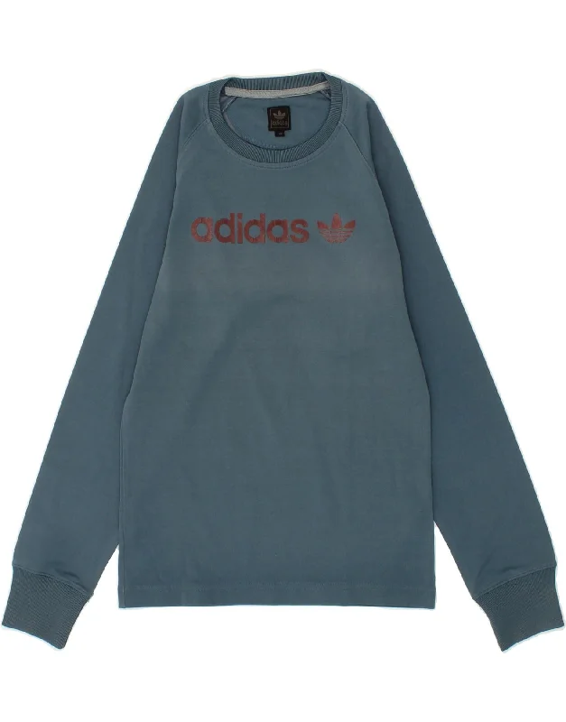 ADIDAS Mens Graphic Sweatshirt Jumper XS Blue Cotton Hoodie with Bell Sleeves Flared Feminine ADIDAS Mens Graphic Sweatshirt Jumper XS Blue Cotton Hoodie with Bell Sleeves Flared Feminine
