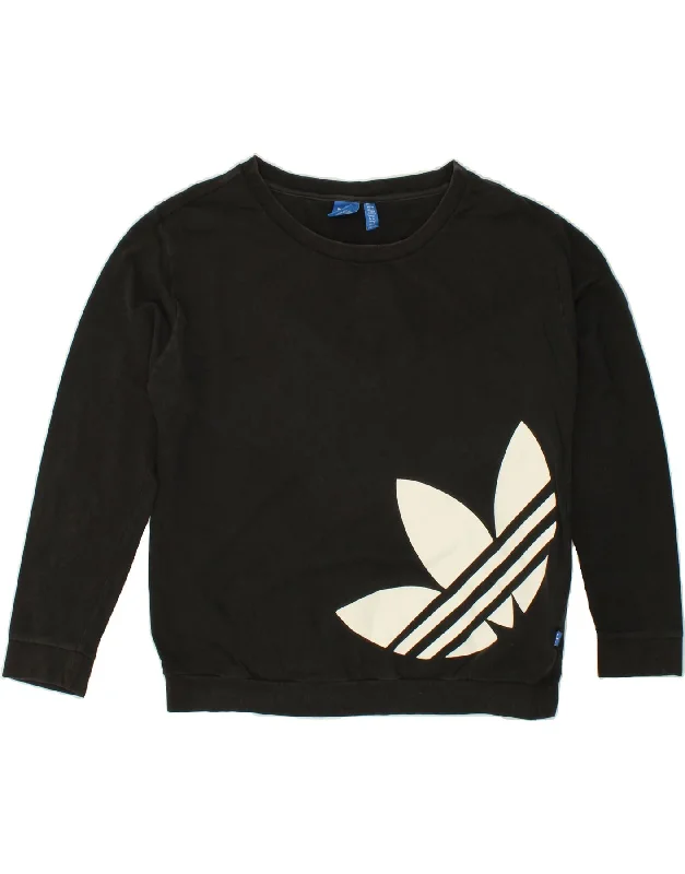 ADIDAS Womens Graphic Sweatshirt Jumper UK 18 XL Black Cotton Hoodie with Hem Drawcord Adjustable Customizable ADIDAS Womens Graphic Sweatshirt Jumper UK 18 XL Black Cotton Hoodie with Hem Drawcord Adjustable Customizable