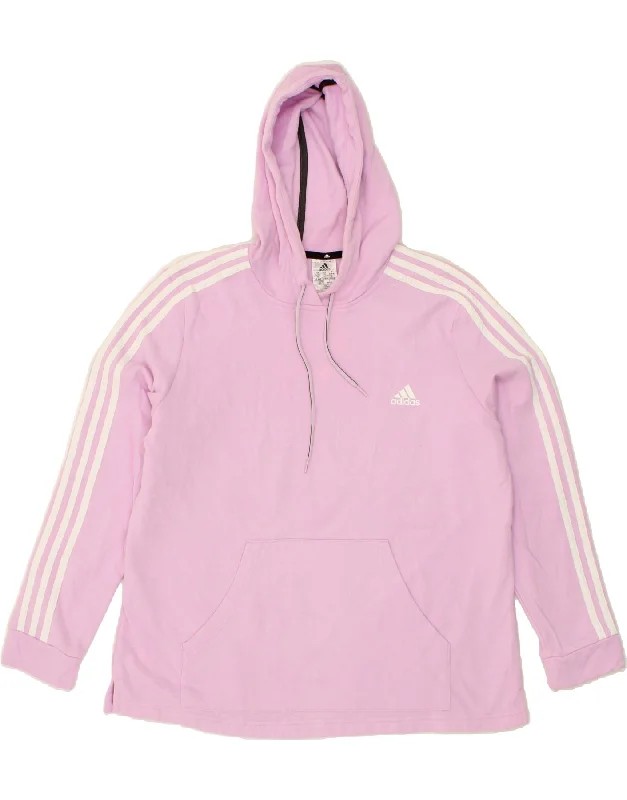 ADIDAS Womens Hoodie Jumper UK 20/22 XL Pink Cotton Hoodie with High-Low Hem Asymmetrical Trendy