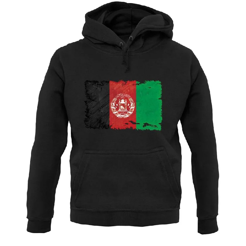 Afghanistan Grunge Style Flag Unisex Hoodie Hoodie with Elastic Waist Stretchable Comfortable
