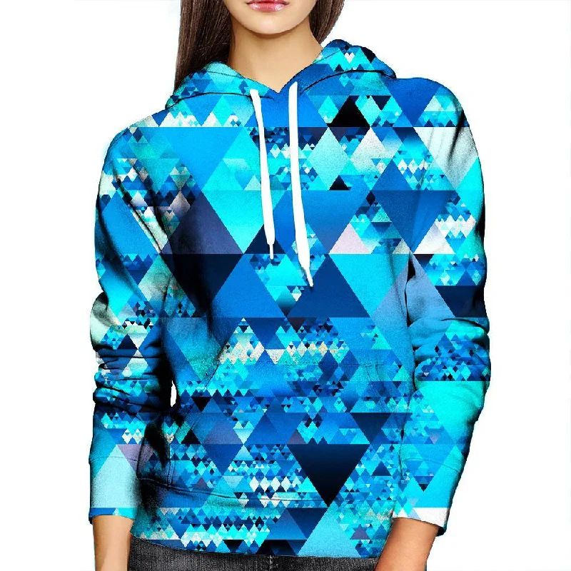 Blue Crystals Womens Hoodie Hoodie with Tie-Dye Psychedelic Retro