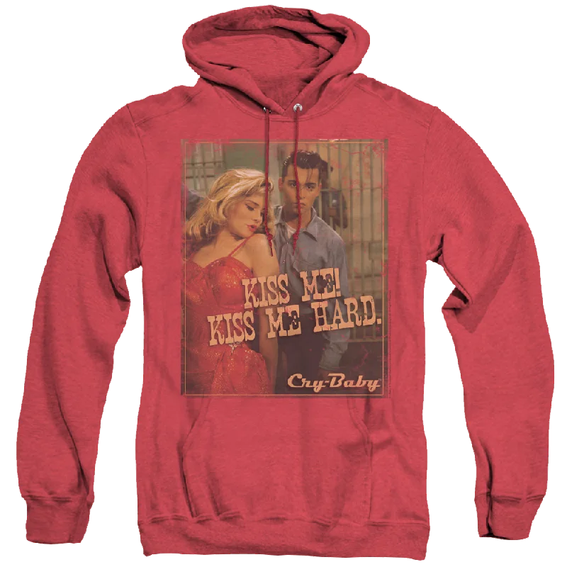 Cry Baby Kiss Me - Heather Pullover Hoodie Hoodie with Applique Textured Unique