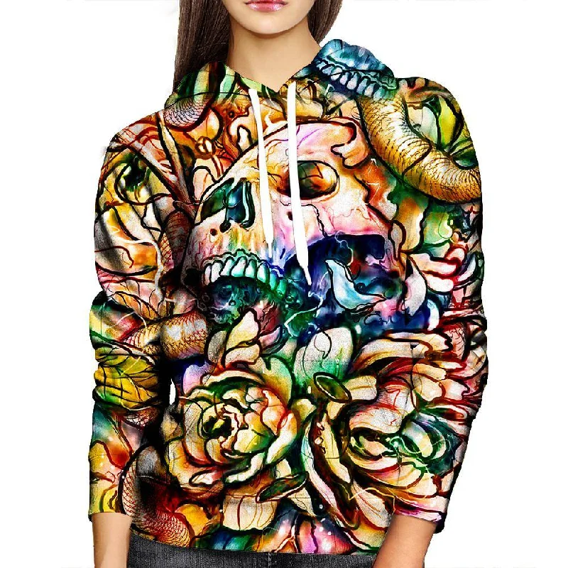 Floral Skull Womens Hoodie Hoodie with Logo Branding Identity