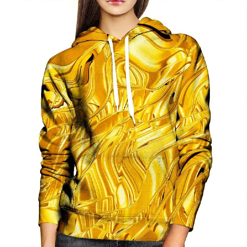 Gold Womens Hoodie Hoodie with Drawcord Adjustable Secure