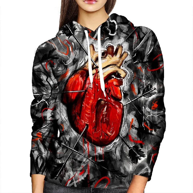 Heart And Arrows Womens Hoodie Hoodie with Pattern Geometric Abstract