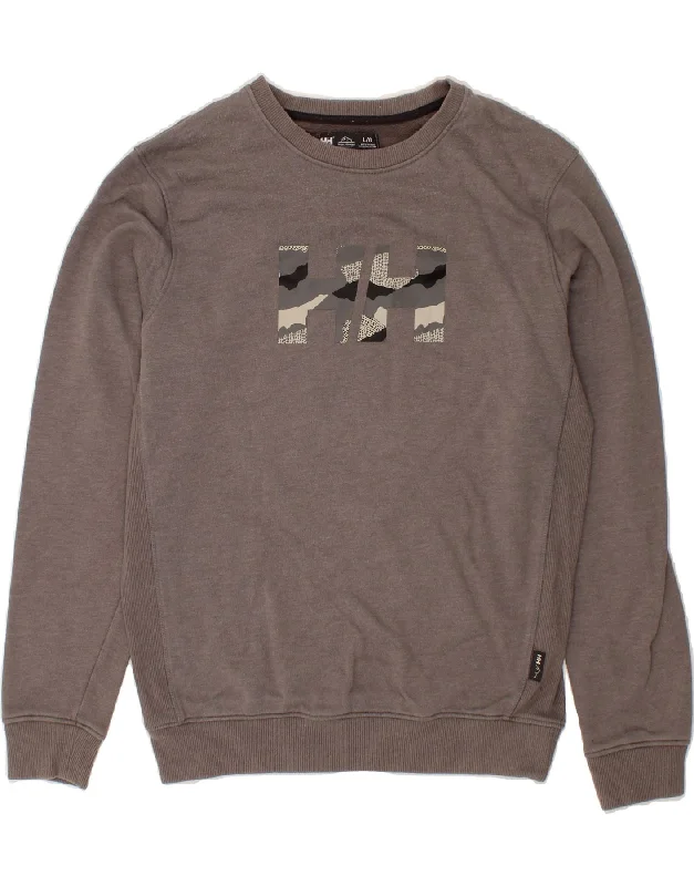 HELLY HANSEN Mens Graphic Sweatshirt Jumper Large Grey Cotton Hoodie with Hem Elastic Stretchable Comfortable HELLY HANSEN Mens Graphic Sweatshirt Jumper Large Grey Cotton Hoodie with Hem Elastic Stretchable Comfortable