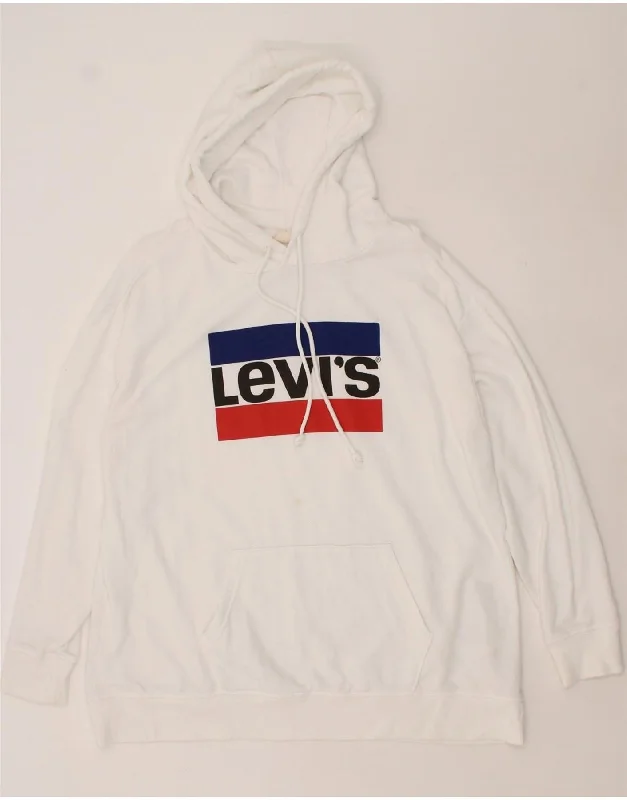 LEVI'S Mens Graphic Hoodie Jumper XL White Cotton Hoodie with Double Zipper Versatile Adjustable LEVI'S Mens Graphic Hoodie Jumper XL White Cotton Hoodie with Double Zipper Versatile Adjustable