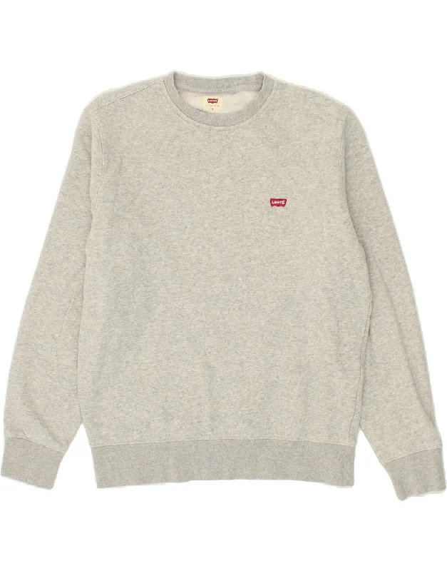 LEVI'S Womens Oversized Sweatshirt Jumper UK 10 Small Grey Cotton Hoodie with Rolled Sleeves Casual Relaxed LEVI'S Womens Oversized Sweatshirt Jumper UK 10 Small Grey Cotton Hoodie with Rolled Sleeves Casual Relaxed