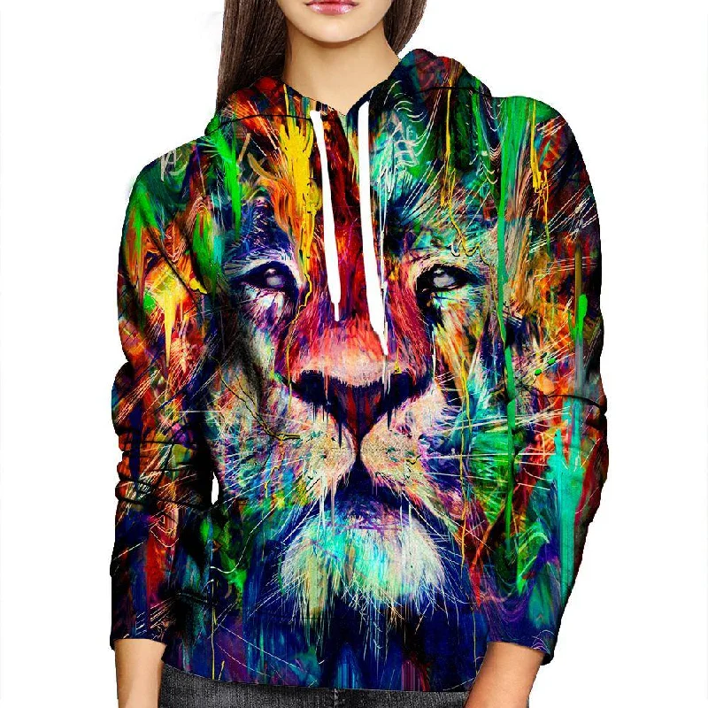 Lion Lines Womens Hoodie Hoodie with Elastic Cuffs Stretchable Comfortable